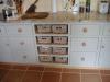 Painted Kitchen Run. A nest of loose baskets wooden slats adds a nice touch